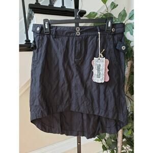 Monoreno A-Line Skirt Womens Medium Black Solid High Low Vent Back Dual Button